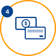Customer chooses payment method such as cheque, cash payments