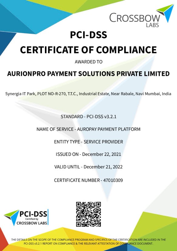 AuroPay- Aurionpro’s Payment Gateway Platform Completes PCI-DSS certification